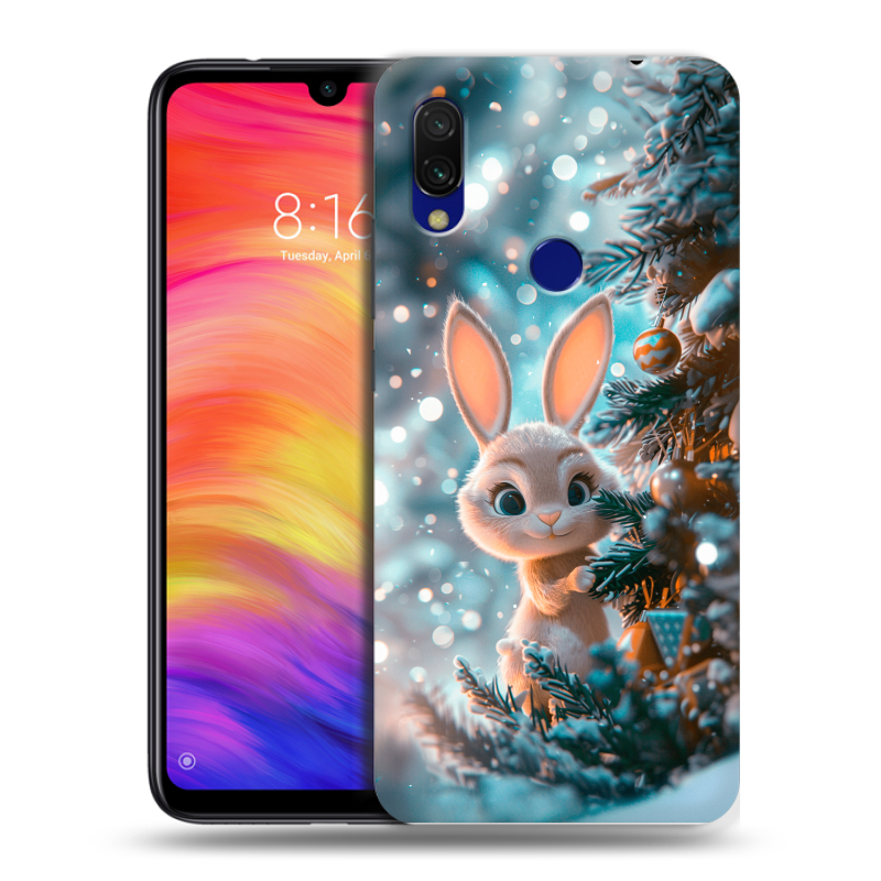 Силиконовый противоударный чехол на Xiaomi RedMi 7 с принтом Новый год Силиконовый противоударный чехол на Xiaomi RedMi 7 с принтом Новый год