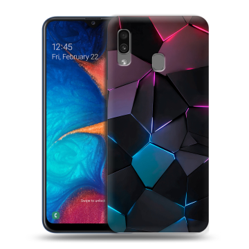 Силиконовый чехол на Samsung Galaxy A20 с принтом Геометрия неона Силиконовый чехол на Samsung Galaxy A20 с принтом Геометрия неона