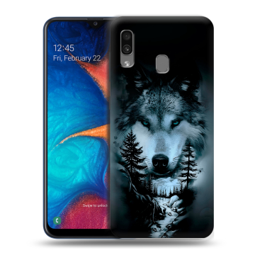 Силиконовый чехол на Samsung Galaxy A20 с принтом Лесной волк Силиконовый чехол на Samsung Galaxy A20 с принтом Лесной волк
