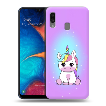 Силиконовый чехол на Samsung Galaxy A20 с принтом Единорог Силиконовый чехол на Samsung Galaxy A20 с принтом Единорог