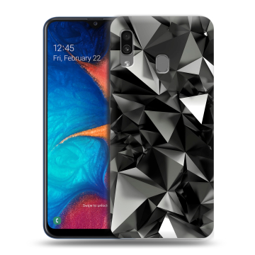 Силиконовый чехол на Samsung Galaxy A20 с принтом Черные кристаллы Силиконовый чехол на Samsung Galaxy A20 с принтом Черные кристаллы