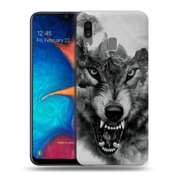 Силиконовый чехол на Samsung Galaxy A20 с принтом Волк Силиконовый чехол на Samsung Galaxy A20 с принтом Волк