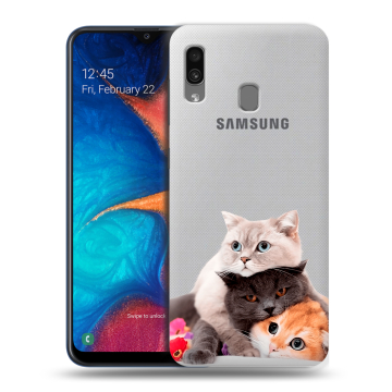 Силиконовый чехол на Samsung Galaxy A20 с принтом Кошки Силиконовый чехол на Samsung Galaxy A20 с принтом Кошки