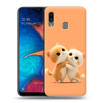 Силиконовый чехол на Samsung Galaxy A20 с принтом Милые котики Силиконовый чехол на Samsung Galaxy A20 с принтом Милые котики