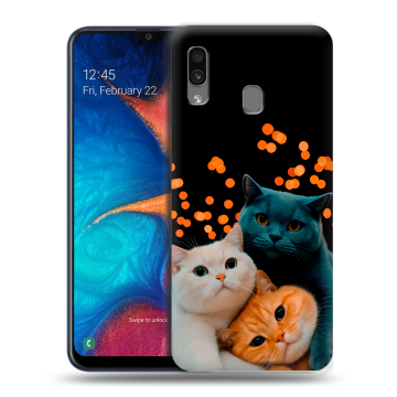 Силиконовый чехол на Samsung Galaxy A20 с принтом Кошки Силиконовый чехол на Samsung Galaxy A20 с принтом Кошки