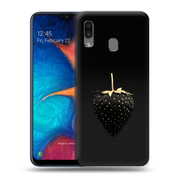 Силиконовый чехол на Samsung Galaxy A20 с принтом Черная клубника Силиконовый чехол на Samsung Galaxy A20 с принтом Черная клубника