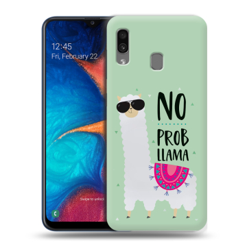 Силиконовый чехол на Samsung Galaxy A20 с принтом Лама Силиконовый чехол на Samsung Galaxy A20 с принтом Лама
