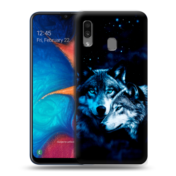 Силиконовый чехол на Samsung Galaxy A20 с принтом Волки Силиконовый чехол на Samsung Galaxy A20 с принтом Волки