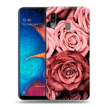 Силиконовый чехол на Samsung Galaxy A20 с принтом Цветы розы Силиконовый чехол на Samsung Galaxy A20 с принтом Цветы розы