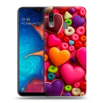 Силиконовый чехол на Samsung Galaxy A20 с принтом Сердечки Силиконовый чехол на Samsung Galaxy A20 с принтом Сердечки