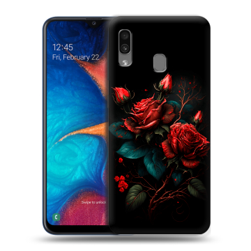 Силиконовый чехол на Samsung Galaxy A20 с принтом Розы красные