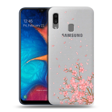 Силиконовый чехол на Samsung Galaxy A20 с принтом Ветка сакуры Силиконовый чехол на Samsung Galaxy A20 с принтом Ветка сакуры