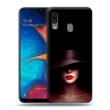 Силиконовый чехол на Samsung Galaxy A20 с принтом Девушка в шляпе