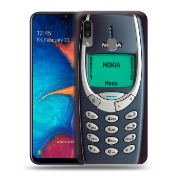 Силиконовый чехол на Samsung Galaxy A20 с принтом Старый телефон