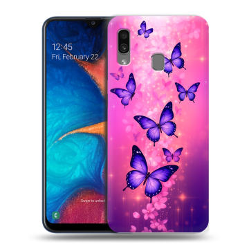 Силиконовый чехол на Samsung Galaxy A20 с принтом Бабочки