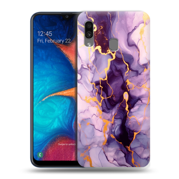 Силиконовый чехол на Samsung Galaxy A20 с принтом Мрамор