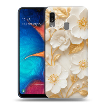 Силиконовый чехол на Samsung Galaxy A20 с принтом Цветы