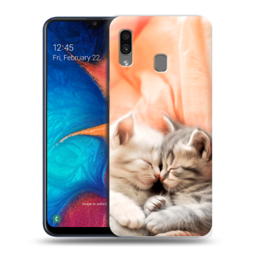 Силиконовый чехол на Samsung Galaxy A20 с принтом Котята
