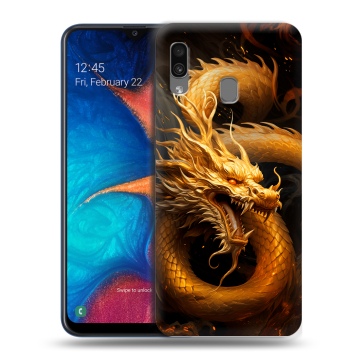 Силиконовый чехол на Samsung Galaxy A20 с принтом Золотой дракон