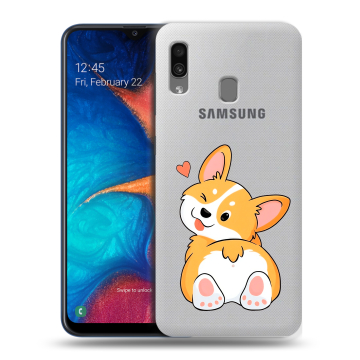 Силиконовый чехол на Samsung Galaxy A20 с принтом Корги Силиконовый чехол на Samsung Galaxy A20 с принтом Корги