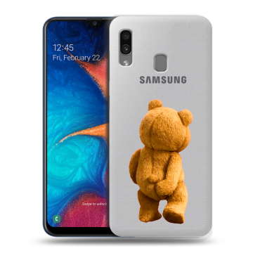 Силиконовый чехол на Samsung Galaxy A20 с принтом Медведь