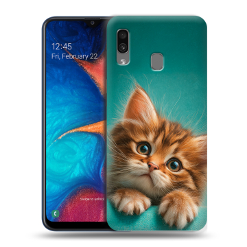 Силиконовый чехол на Samsung Galaxy A20 с принтом котенок