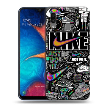 Силиконовый чехол на Samsung Galaxy A20 с принтом Найк