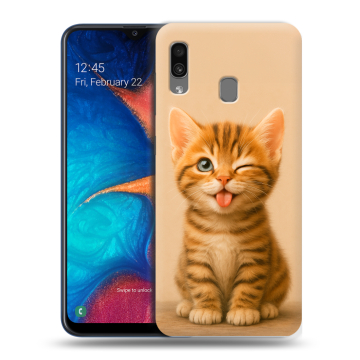 Силиконовый чехол на Samsung Galaxy A20 с принтом котенок