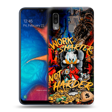 Силиконовый чехол на Samsung Galaxy A20 с принтом Дональд Дак Деньги