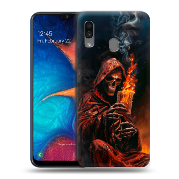 Силиконовый чехол на Samsung Galaxy A20 с принтом Скелет и карты Силиконовый чехол на Samsung Galaxy A20 с принтом Скелет и карты