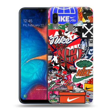 Силиконовый чехол на Samsung Galaxy A20 с принтом Найк Nike яркий Силиконовый чехол на Samsung Galaxy A20 с принтом Найк Nike яркий