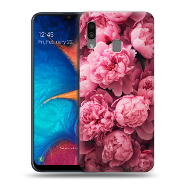 Силиконовый чехол на Samsung Galaxy A20 с принтом цветы пионы Силиконовый чехол на Samsung Galaxy A20 с принтом цветы пионы