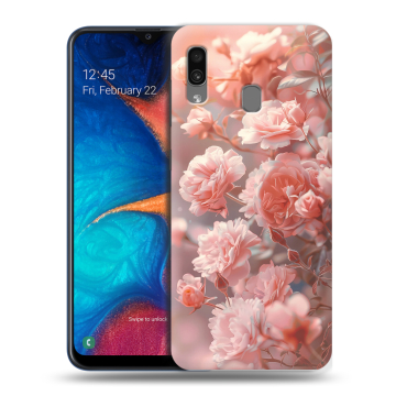 Силиконовый чехол на Samsung Galaxy A20 с принтом Розовые розы Силиконовый чехол на Samsung Galaxy A20 с принтом Розовые розы