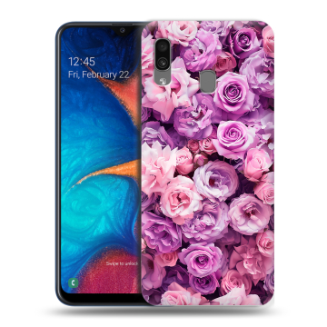 Силиконовый чехол на Samsung Galaxy A20 с принтом лавандовые розы Силиконовый чехол на Samsung Galaxy A20 с принтом лавандовые розы