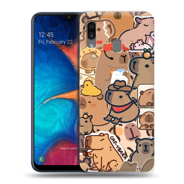 Силиконовый чехол на Samsung Galaxy A20 с принтом капибара
