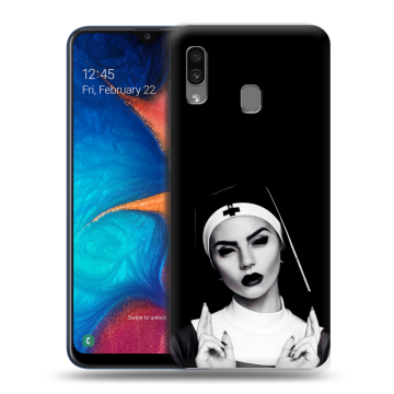 Силиконовый чехол на Samsung Galaxy A20 с принтом монашка Силиконовый чехол на Samsung Galaxy A20 с принтом монашка