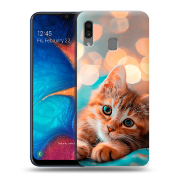 Силиконовый чехол на Samsung Galaxy A20 с принтом котик Силиконовый чехол на Samsung Galaxy A20 с принтом котик