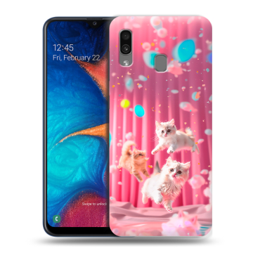 Силиконовый чехол на Samsung Galaxy A20 с принтом милые котики Силиконовый чехол на Samsung Galaxy A20 с принтом милые котики