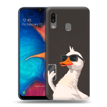 Силиконовый чехол на Samsung Galaxy A20 с принтом утка в очках Силиконовый чехол на Samsung Galaxy A20 с принтом утка в очках