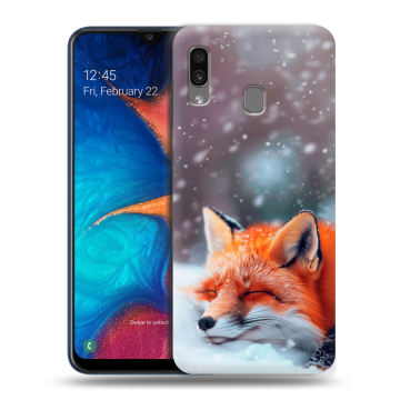Силиконовый чехол на Samsung Galaxy A20 с принтом лиса Силиконовый чехол на Samsung Galaxy A20 с принтом лиса