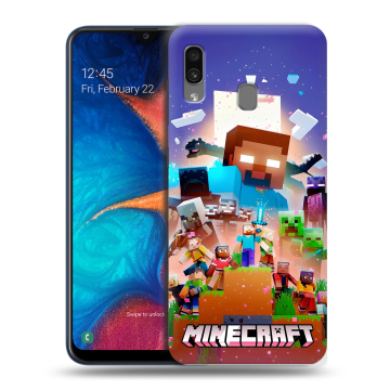 Силиконовый чехол на Samsung Galaxy A20 с принтом Майнкрафт Minecraft