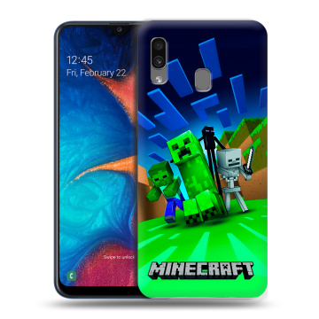 Силиконовый чехол на Samsung Galaxy A20 с принтом Майнкрафт