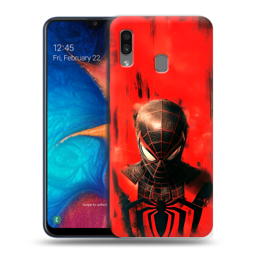 Силиконовый чехол на Samsung Galaxy A20 с принтом человек паук spiderman