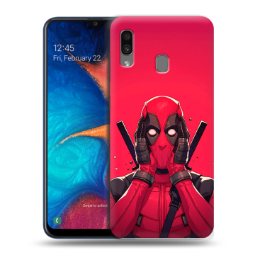 Силиконовый чехол на Samsung Galaxy A20 с принтом Дедпул Deadpool