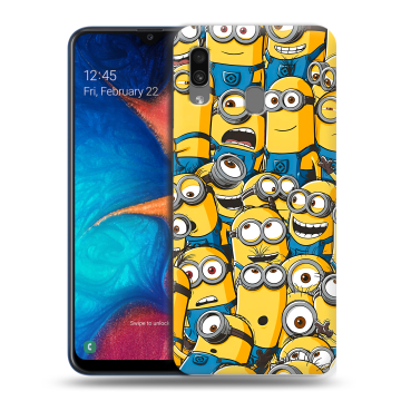 Силиконовый чехол на Samsung Galaxy A20 с принтом Миньоны