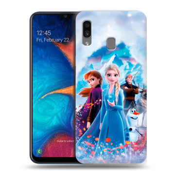 Силиконовый чехол на Samsung Galaxy A20 с принтом Холодное сердце Frozen