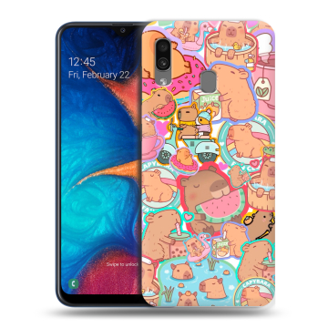Силиконовый чехол на Samsung Galaxy A20 с принтом капибары