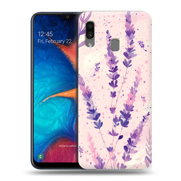Силиконовый чехол на Samsung Galaxy A20 с принтом цветы лаванда