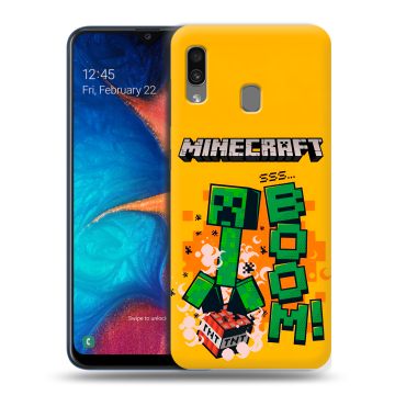 Силиконовый чехол на Samsung Galaxy A20 с принтом Майнкрафт Minecraft