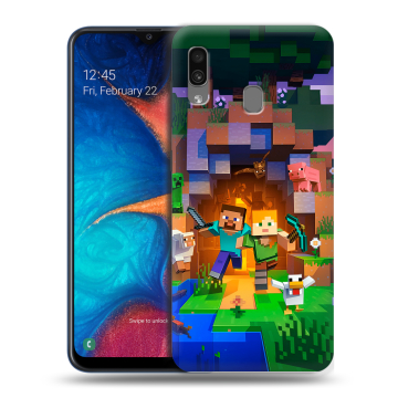 Силиконовый чехол на Samsung Galaxy A20 с принтом Майнкрафт Minecraft